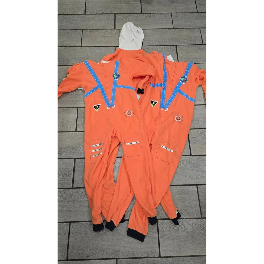 Cat &‎ Jack Kids Orange Space Explorer Hooded One-Piece Pajamas Size L (12/14)